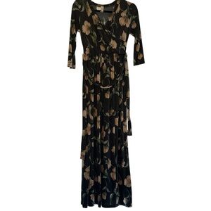 Flamingo Urban Floral Maxi Dress with Belt and pockets- Like New